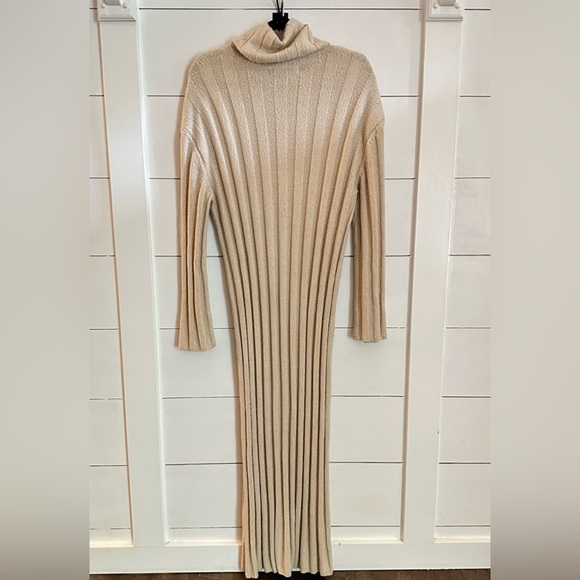 FREE PEOPLE L Wanda rib cowl neck woman Natural stretch oversized maxi dress - Picture 3 of 15